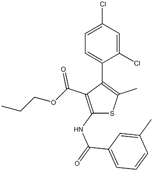 propyl 4-(2,4-dichlorophenyl)-5-methyl-2-[(3-methylbenzoyl)amino]thiophene-3-carboxylate 结构式