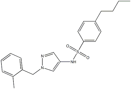 4-butyl-N-[1-[(2-methylphenyl)methyl]pyrazol-4-yl]benzenesulfonamide 结构式
