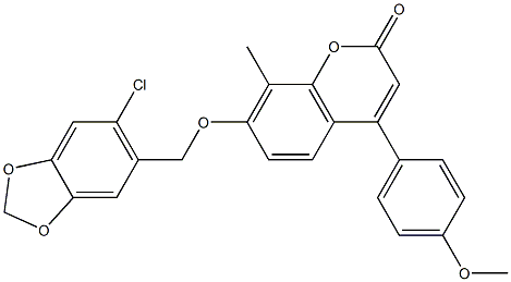 7-[(6-chloro-1,3-benzodioxol-5-yl)methoxy]-4-(4-methoxyphenyl)-8-methylchromen-2-one 结构式