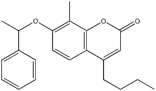 4-butyl-8-methyl-7-(1-phenylethoxy)chromen-2-one 结构式