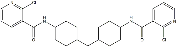 2-chloro-N-[4-[[4-[(2-chloropyridine-3-carbonyl)amino]cyclohexyl]methyl]cyclohexyl]pyridine-3-carboxamide 结构式