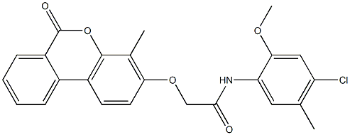 N-(4-chloro-2-methoxy-5-methylphenyl)-2-(4-methyl-6-oxobenzo[c]chromen-3-yl)oxyacetamide 结构式