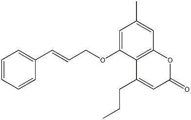 7-methyl-5-[(E)-3-phenylprop-2-enoxy]-4-propylchromen-2-one 结构式