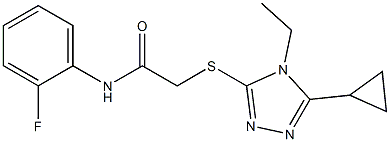 2-[(5-cyclopropyl-4-ethyl-1,2,4-triazol-3-yl)sulfanyl]-N-(2-fluorophenyl)acetamide 结构式