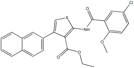 ethyl 2-[(5-chloro-2-methoxybenzoyl)amino]-4-naphthalen-2-ylthiophene-3-carboxylate 结构式