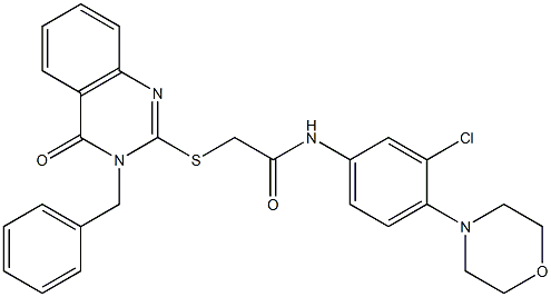 2-(3-benzyl-4-oxoquinazolin-2-yl)sulfanyl-N-(3-chloro-4-morpholin-4-ylphenyl)acetamide 结构式