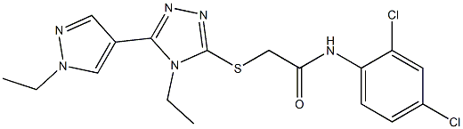 N-(2,4-dichlorophenyl)-2-[[4-ethyl-5-(1-ethylpyrazol-4-yl)-1,2,4-triazol-3-yl]sulfanyl]acetamide 结构式