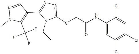 2-[[4-ethyl-5-[1-methyl-5-(trifluoromethyl)pyrazol-4-yl]-1,2,4-triazol-3-yl]sulfanyl]-N-(2,4,5-trichlorophenyl)acetamide 结构式
