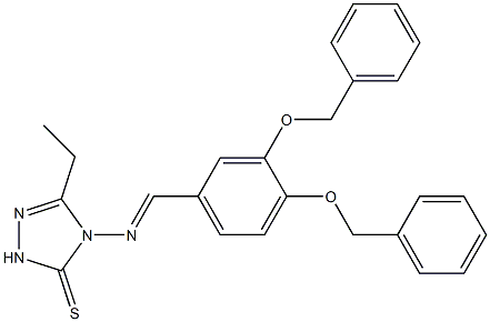 4-[(E)-[3,4-bis(phenylmethoxy)phenyl]methylideneamino]-3-ethyl-1H-1,2,4-triazole-5-thione 结构式