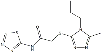 2-[(5-methyl-4-propyl-1,2,4-triazol-3-yl)sulfanyl]-N-(1,3,4-thiadiazol-2-yl)acetamide 结构式