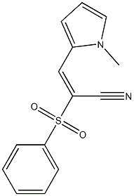 (E)-2-(benzenesulfonyl)-3-(1-methylpyrrol-2-yl)prop-2-enenitrile 结构式