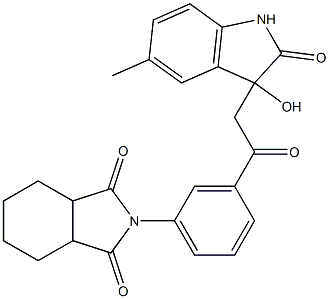 2-[3-[2-(3-hydroxy-5-methyl-2-oxo-1H-indol-3-yl)acetyl]phenyl]-3a,4,5,6,7,7a-hexahydroisoindole-1,3-dione 结构式