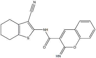 N-(3-cyano-4,5,6,7-tetrahydro-1-benzothiophen-2-yl)-2-iminochromene-3-carboxamide 结构式