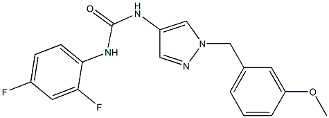 1-(2,4-difluorophenyl)-3-[1-[(3-methoxyphenyl)methyl]pyrazol-4-yl]urea 结构式