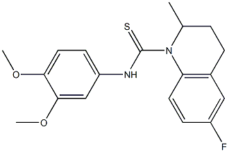 N-(3,4-dimethoxyphenyl)-6-fluoro-2-methyl-3,4-dihydro-2H-quinoline-1-carbothioamide 结构式