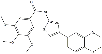 N-[4-(2,3-dihydro-1,4-benzodioxin-6-yl)-1,3-thiazol-2-yl]-3,4,5-trimethoxybenzamide 结构式