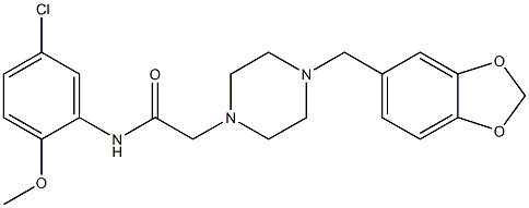 2-[4-(1,3-benzodioxol-5-ylmethyl)piperazin-1-yl]-N-(5-chloro-2-methoxyphenyl)acetamide 结构式