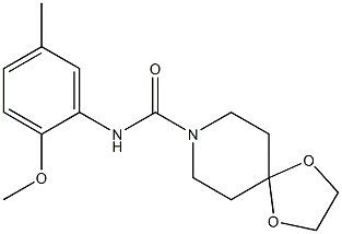 N-(2-methoxy-5-methylphenyl)-1,4-dioxa-8-azaspiro[4.5]decane-8-carboxamide 结构式