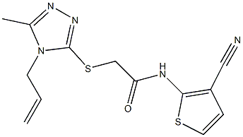 N-(3-cyanothiophen-2-yl)-2-[(5-methyl-4-prop-2-enyl-1,2,4-triazol-3-yl)sulfanyl]acetamide 结构式