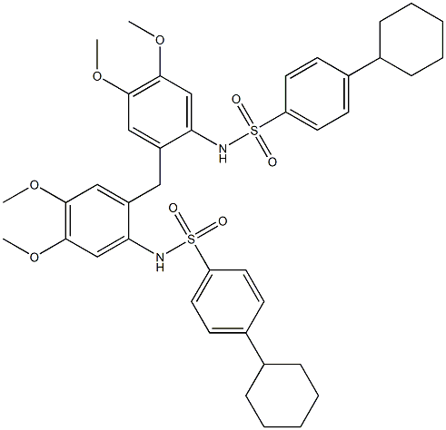 4-cyclohexyl-N-[2-[[2-[(4-cyclohexylphenyl)sulfonylamino]-4,5-dimethoxyphenyl]methyl]-4,5-dimethoxyphenyl]benzenesulfonamide 结构式