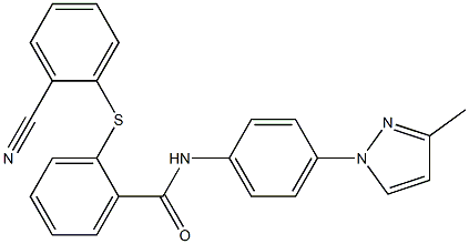 2-(2-cyanophenyl)sulfanyl-N-[4-(3-methylpyrazol-1-yl)phenyl]benzamide 结构式