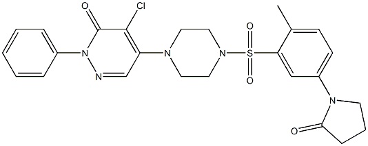 4-chloro-5-[4-[2-methyl-5-(2-oxopyrrolidin-1-yl)phenyl]sulfonylpiperazin-1-yl]-2-phenylpyridazin-3-one 结构式