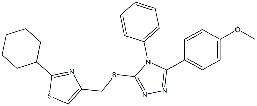 2-cyclohexyl-4-[[5-(4-methoxyphenyl)-4-phenyl-1,2,4-triazol-3-yl]sulfanylmethyl]-1,3-thiazole 结构式