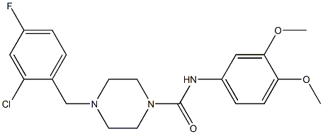 4-[(2-chloro-4-fluorophenyl)methyl]-N-(3,4-dimethoxyphenyl)piperazine-1-carboxamide 结构式