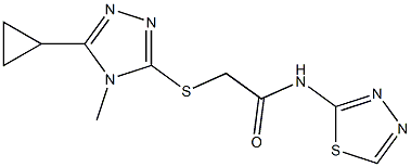 2-[(5-cyclopropyl-4-methyl-1,2,4-triazol-3-yl)sulfanyl]-N-(1,3,4-thiadiazol-2-yl)acetamide 结构式