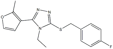 4-ethyl-3-[(4-fluorophenyl)methylsulfanyl]-5-(2-methylfuran-3-yl)-1,2,4-triazole 结构式