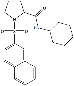 N-cyclohexyl-1-naphthalen-2-ylsulfonylpyrrolidine-2-carboxamide 结构式