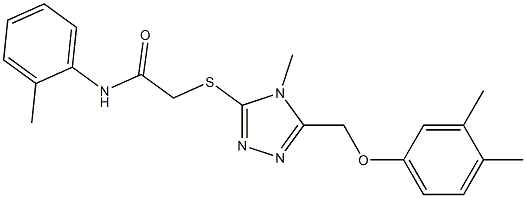 2-[[5-[(3,4-dimethylphenoxy)methyl]-4-methyl-1,2,4-triazol-3-yl]sulfanyl]-N-(2-methylphenyl)acetamide 结构式