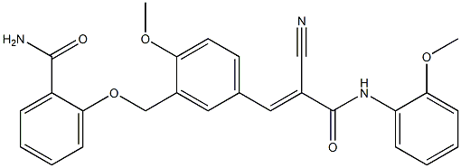 2-[[5-[(E)-2-cyano-3-(2-methoxyanilino)-3-oxoprop-1-enyl]-2-methoxyphenyl]methoxy]benzamide 结构式