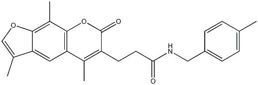 N-[(4-methylphenyl)methyl]-3-(3,5,9-trimethyl-7-oxofuro[3,2-g]chromen-6-yl)propanamide 结构式