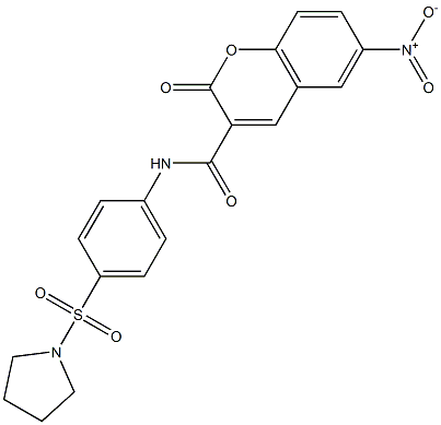 6-nitro-2-oxo-N-(4-pyrrolidin-1-ylsulfonylphenyl)chromene-3-carboxamide 结构式