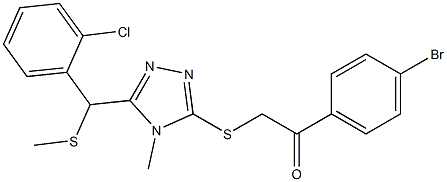 1-(4-bromophenyl)-2-[[5-[(2-chlorophenyl)methylsulfanylmethyl]-4-methyl-1,2,4-triazol-3-yl]sulfanyl]ethanone 结构式