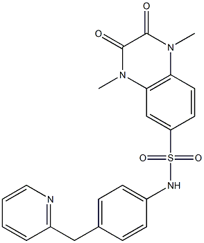 1,4-dimethyl-2,3-dioxo-N-[4-(pyridin-2-ylmethyl)phenyl]quinoxaline-6-sulfonamide 结构式