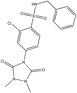 N-benzyl-2-chloro-4-(1,2-dimethyl-3,5-dioxo-1,2,4-triazolidin-4-yl)benzenesulfonamide 结构式