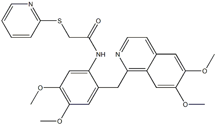 N-[2-[(6,7-dimethoxyisoquinolin-1-yl)methyl]-4,5-dimethoxyphenyl]-2-pyridin-2-ylsulfanylacetamide 结构式