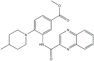 methyl 4-(4-methylpiperidin-1-yl)-3-(quinoxaline-2-carbonylamino)benzoate 结构式