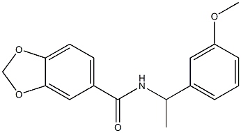 N-[1-(3-methoxyphenyl)ethyl]-1,3-benzodioxole-5-carboxamide 结构式