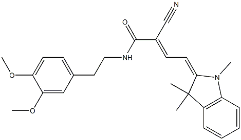 (E,4E)-2-cyano-N-[2-(3,4-dimethoxyphenyl)ethyl]-4-(1,3,3-trimethylindol-2-ylidene)but-2-enamide 结构式