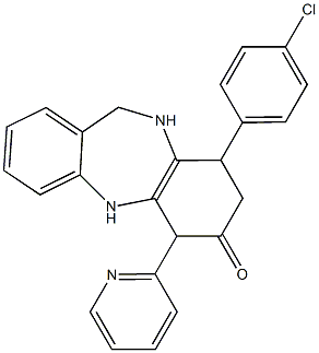 9-(4-chlorophenyl)-6-pyridin-2-yl-5,6,8,9,10,11-hexahydrobenzo[b][1,4]benzodiazepin-7-one 结构式