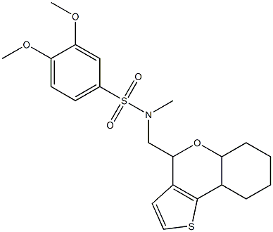 N-(5a,6,7,8,9,9a-hexahydro-4H-thieno[3,2-c]chromen-4-ylmethyl)-3,4-dimethoxy-N-methylbenzenesulfonamide 结构式