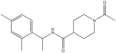 1-acetyl-N-[1-(2,4-dimethylphenyl)ethyl]piperidine-4-carboxamide 结构式