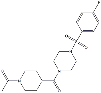 1-[4-[4-(4-fluorophenyl)sulfonylpiperazine-1-carbonyl]piperidin-1-yl]ethanone 结构式