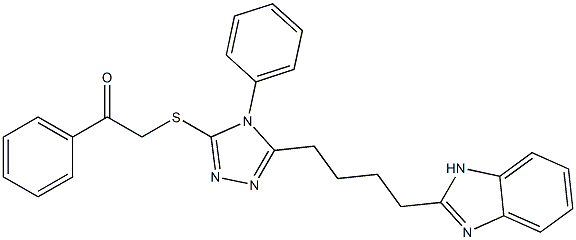 2-[[5-[4-(1H-benzimidazol-2-yl)butyl]-4-phenyl-1,2,4-triazol-3-yl]sulfanyl]-1-phenylethanone 结构式