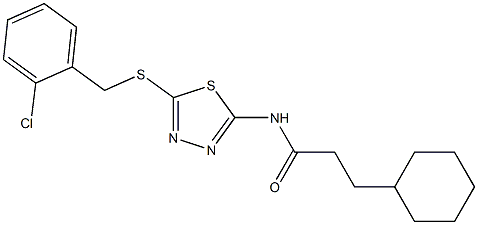 N-[5-[(2-chlorophenyl)methylsulfanyl]-1,3,4-thiadiazol-2-yl]-3-cyclohexylpropanamide 结构式