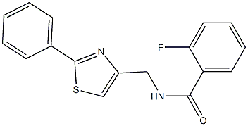 2-fluoro-N-[(2-phenyl-1,3-thiazol-4-yl)methyl]benzamide 结构式