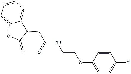 N-[2-(4-chlorophenoxy)ethyl]-2-(2-oxo-1,3-benzoxazol-3-yl)acetamide 结构式